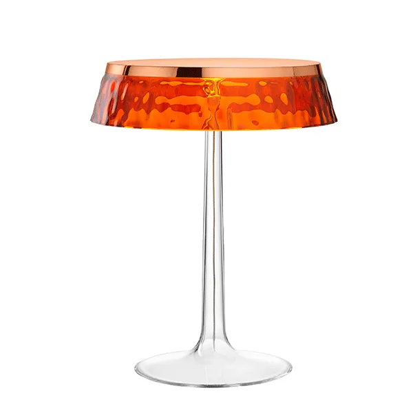 Flos Bon Jour Tischlampe Kupferkörper und Bernsteinschirm